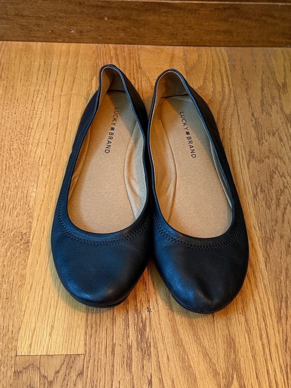 Lucky Brand Erin Ballet Flats Black Leather Size 9.5 Comfort Slip On Casual